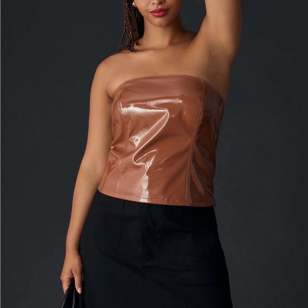 Anthropologie Faux Leather Brown Tube Top NWT